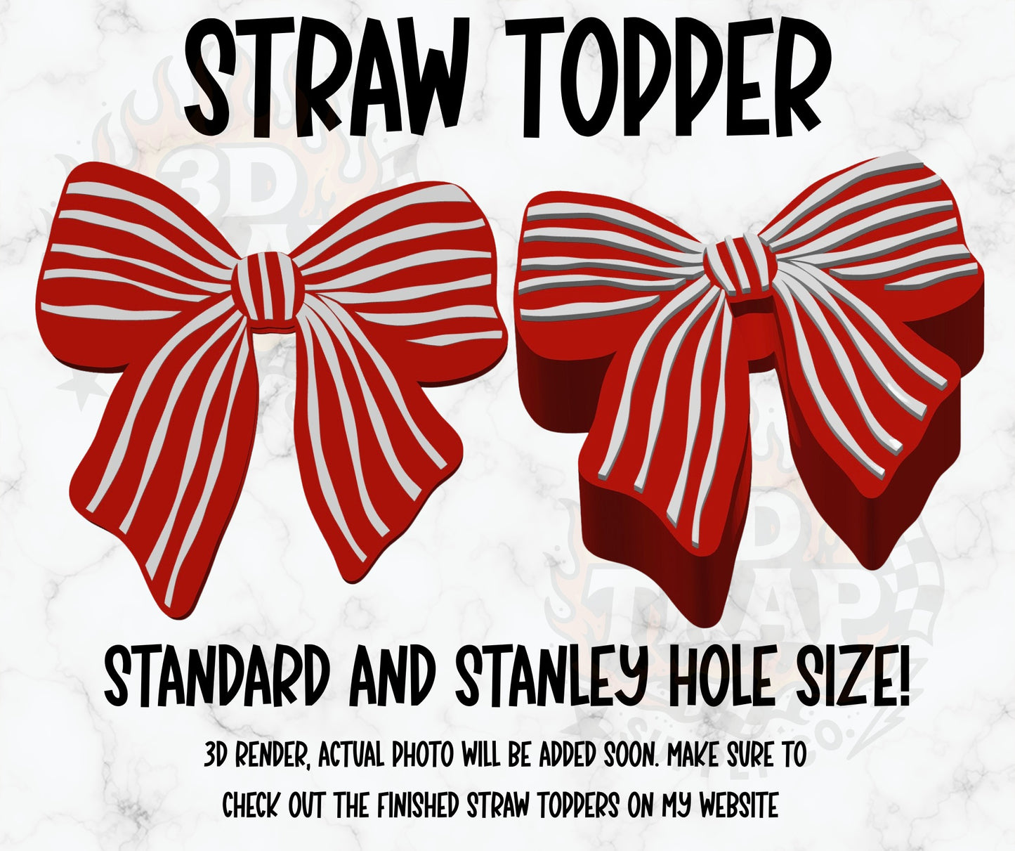 Stripe Bow Straw Topper