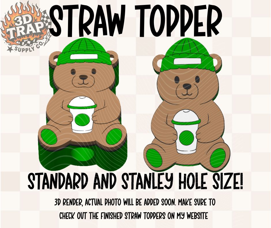 Barista Teddy Bear Straw Topper