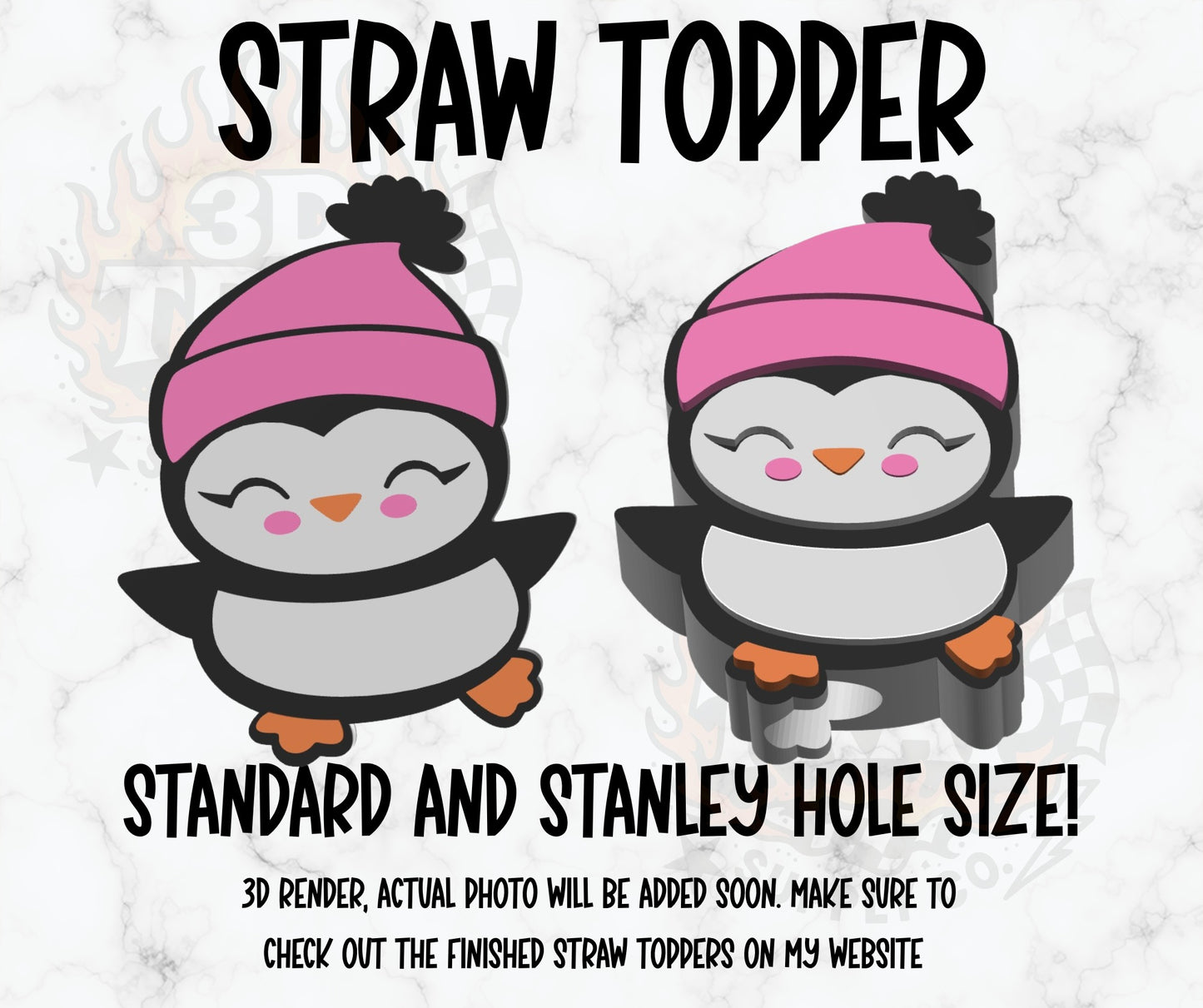 Winter Penguin Straw Topper