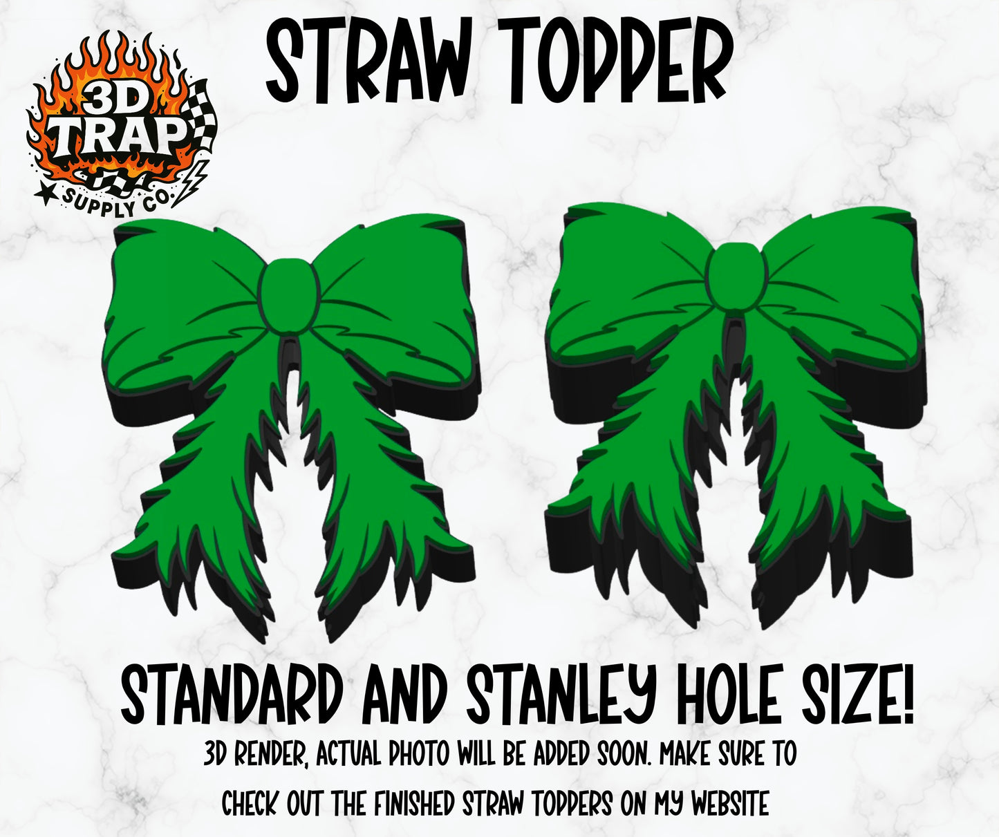 Green Bow Straw Topper