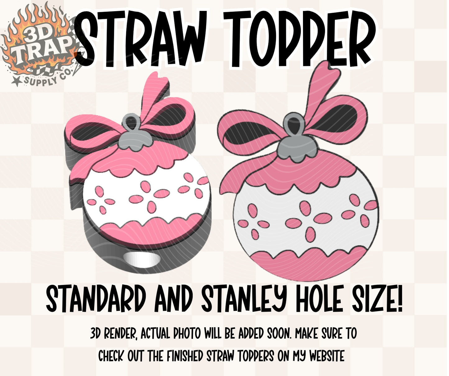 Pink Ornament Straw Topper