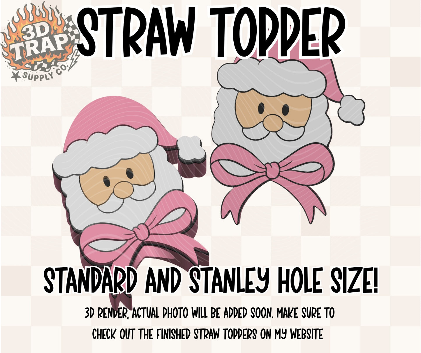 Santa Bow girlie Straw Topper