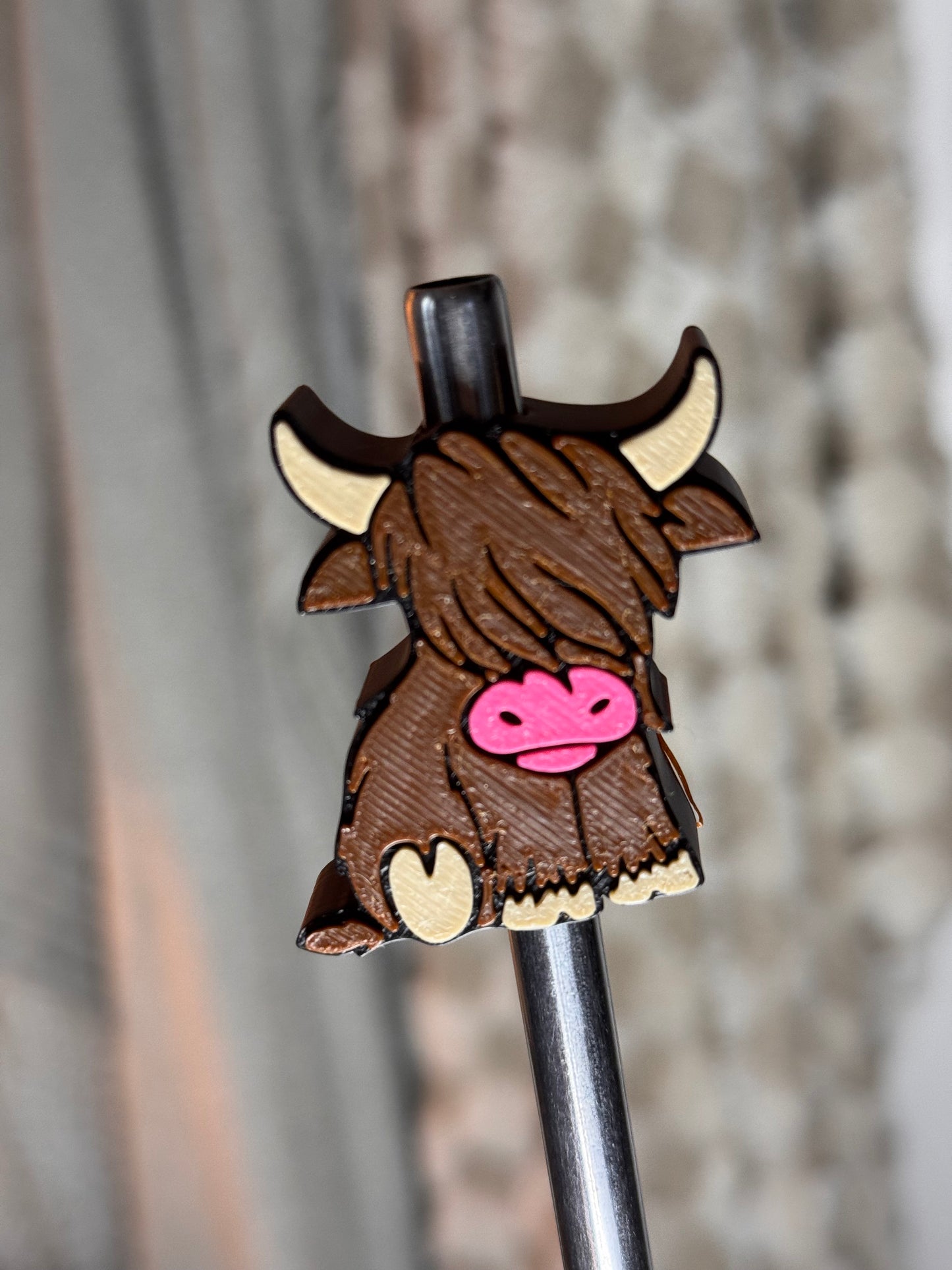 Highland Cow Straw Topper