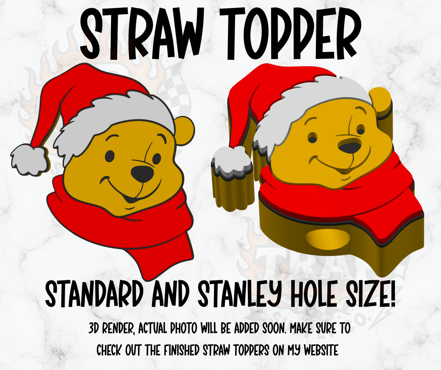 Pooh Bear Christmas straw topper