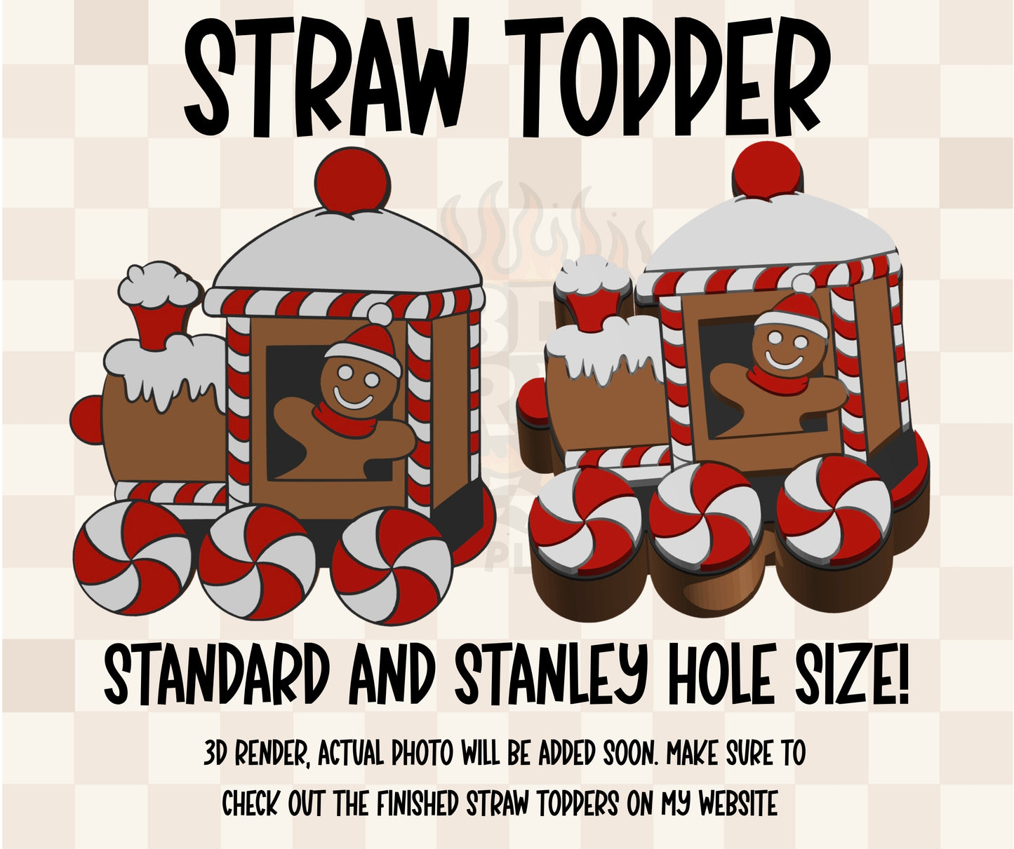Gingerbread Man Train Straw Topper