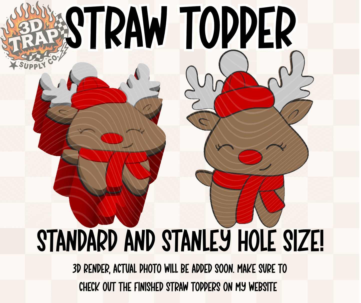 Christmas Reindeer Straw Topper