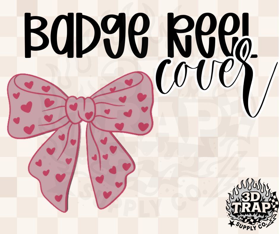 Pink Heart Bow Badge Reel Cover Glue On | 3D Printed Badge Topper | Work ID Accessory