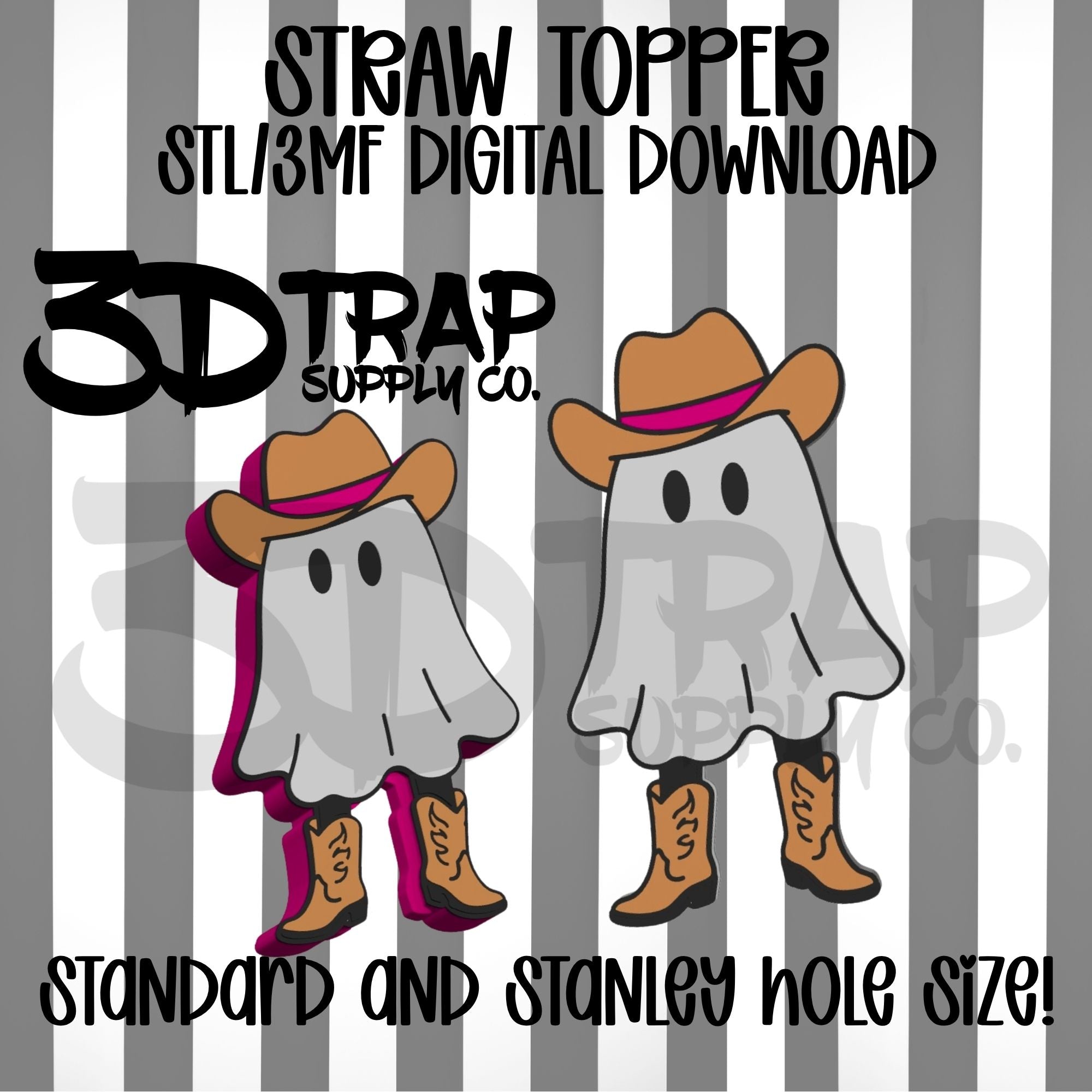 Cowboy Ghost  Straw topper STL/3MF