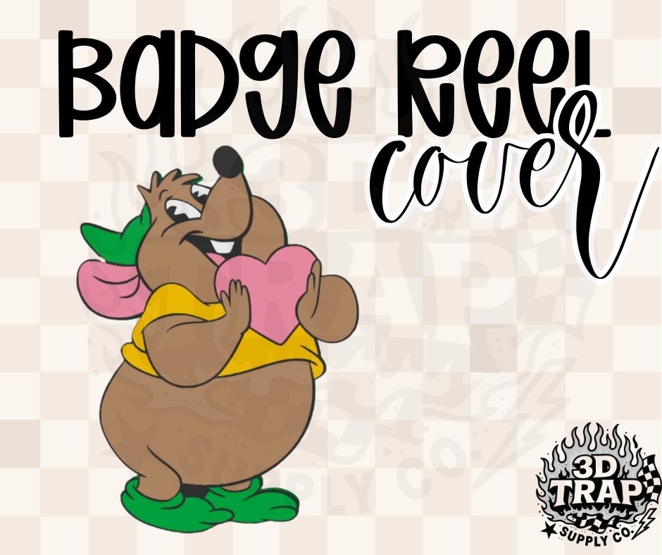 Trendy Mouse Badge Reel Cover Glue On | 3D Printed Badge Topper | Work ID Accessory