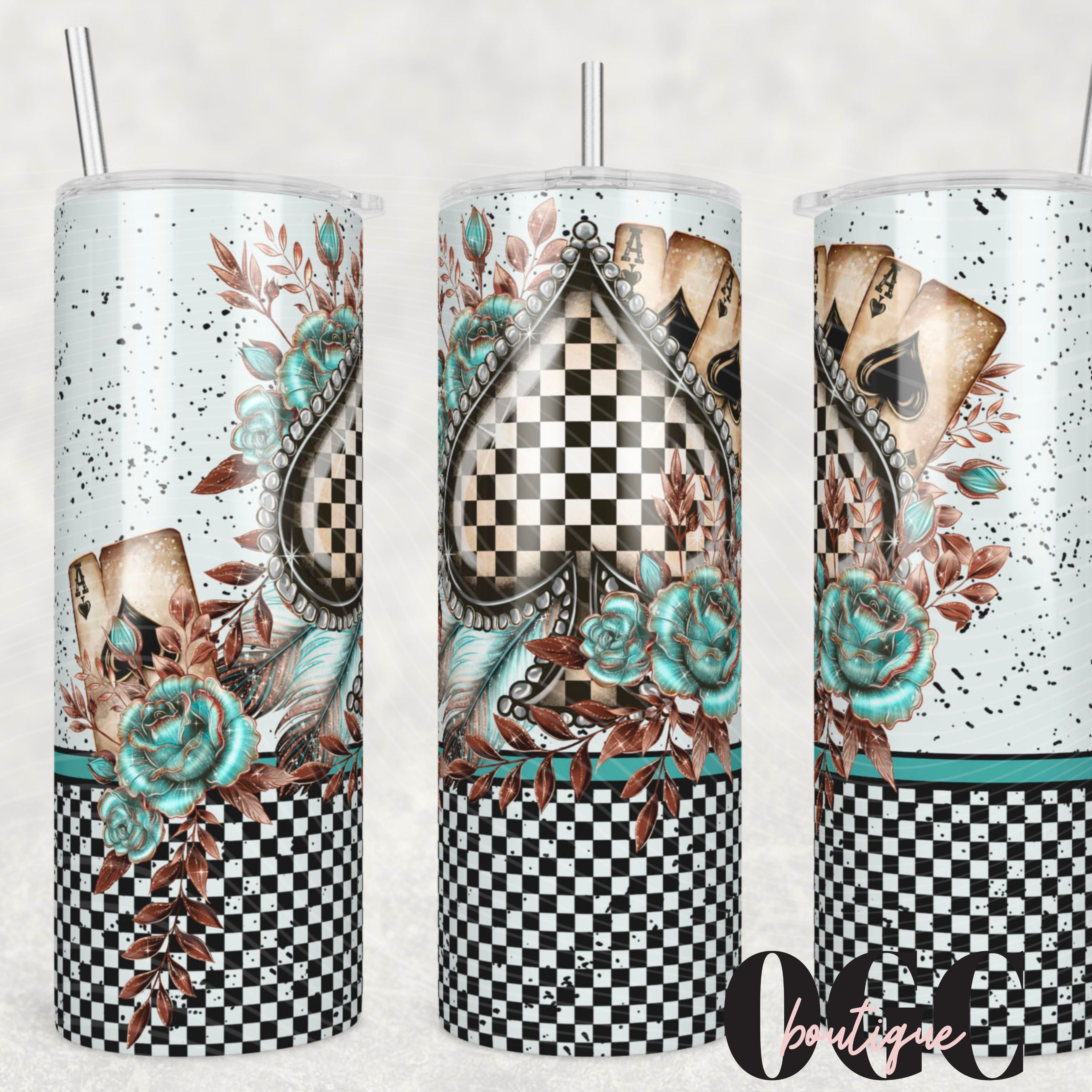 Spaded Western Turquoise Tumbler