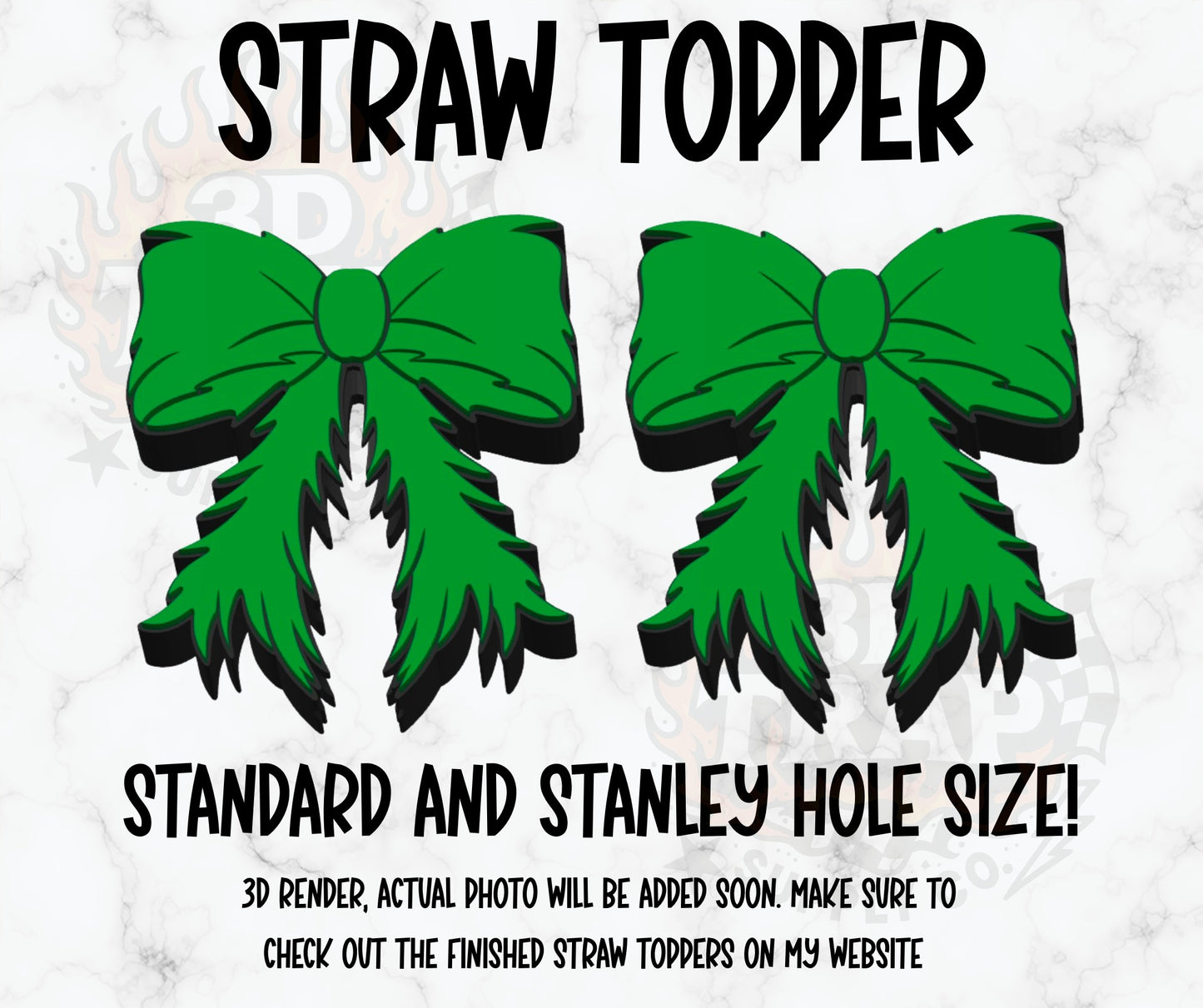 Green Bow Straw Topper