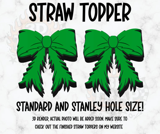 Green Bow Straw Topper