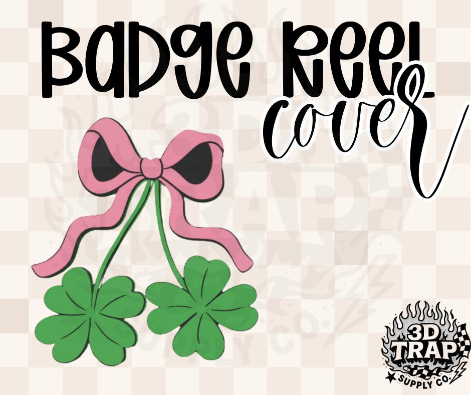 Clover Cherries Badge Reel Cover Glue On | 3D Printed Badge Topper | Work ID Accessory