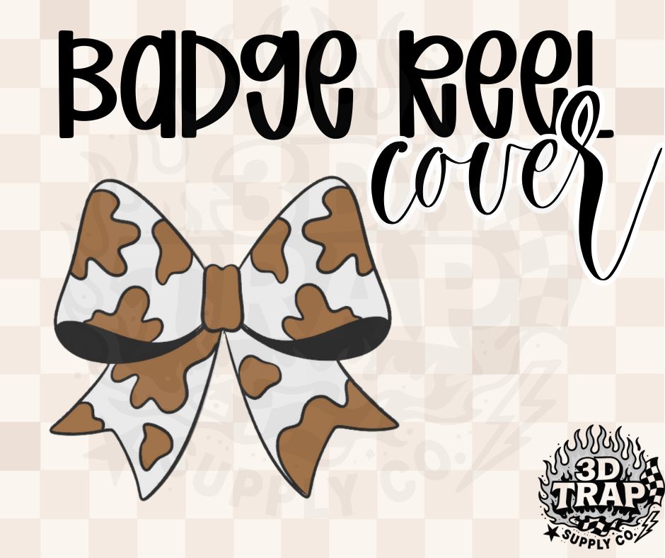 Cow Hide Bow Badge Reel Cover Glue On | 3D Printed Badge Topper | Work ID Accessory