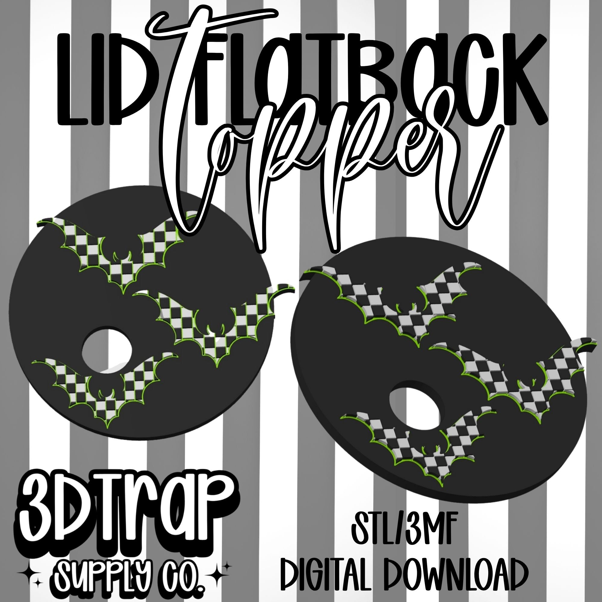 Checker Bat 16 oz Flatback Lid Topper STL/3MF