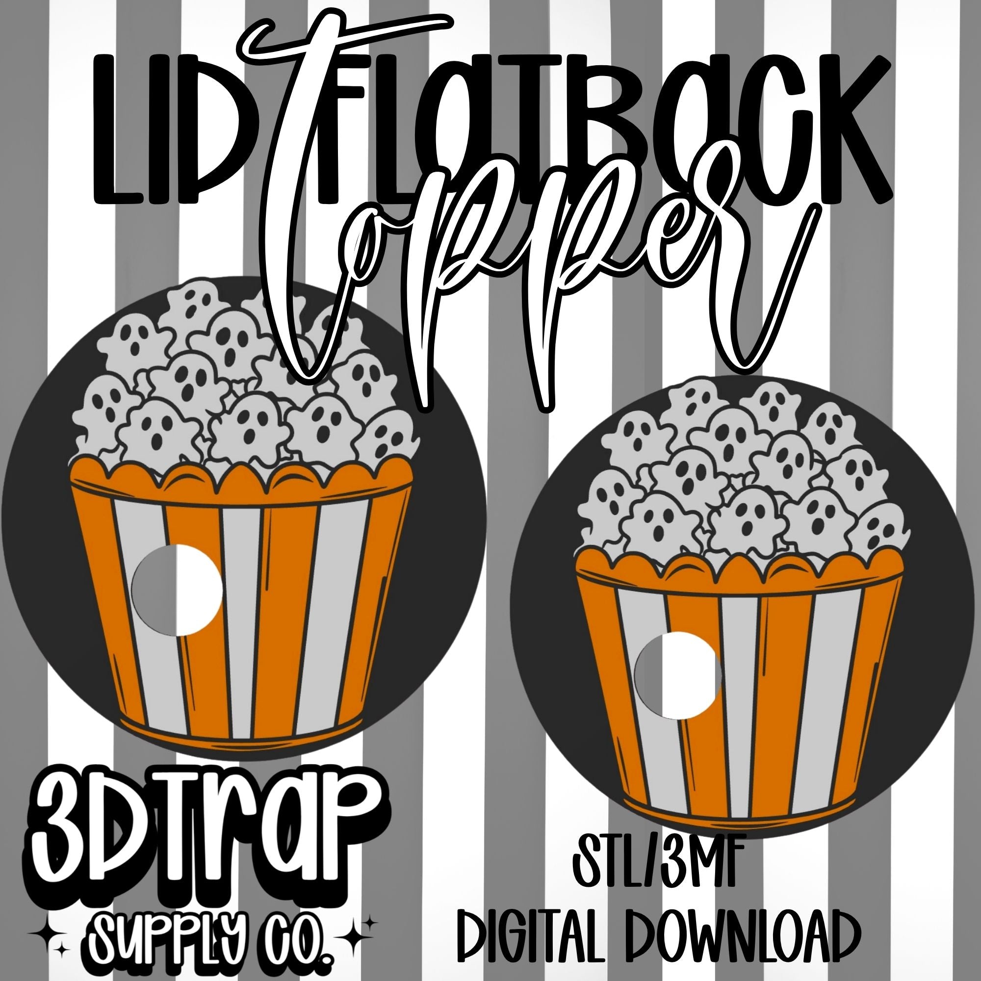 Ghost Popcorn 16 oz Flatback Lid Topper STL/3MF