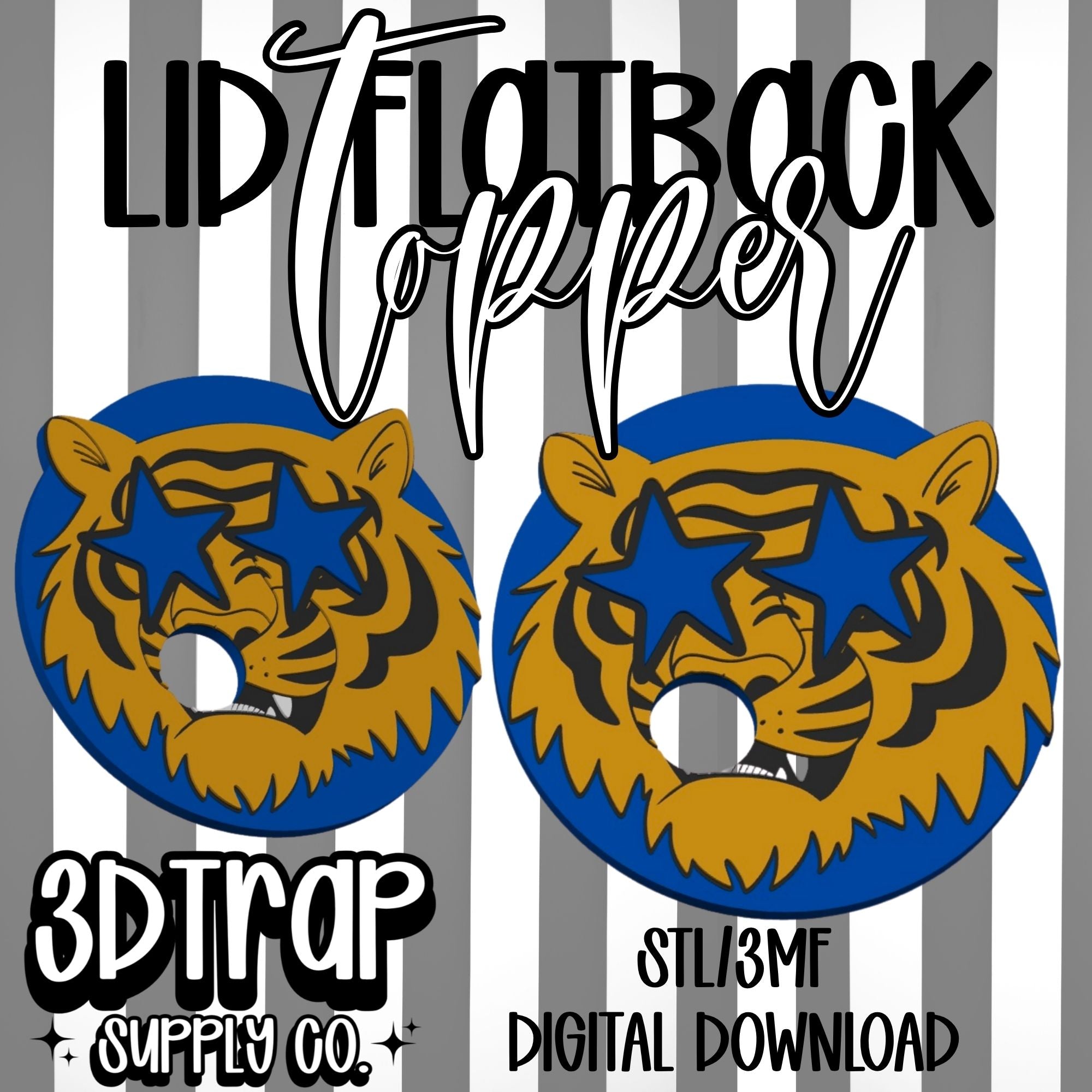 Tiger 16 oz Flatback Lid Topper STL/3MF