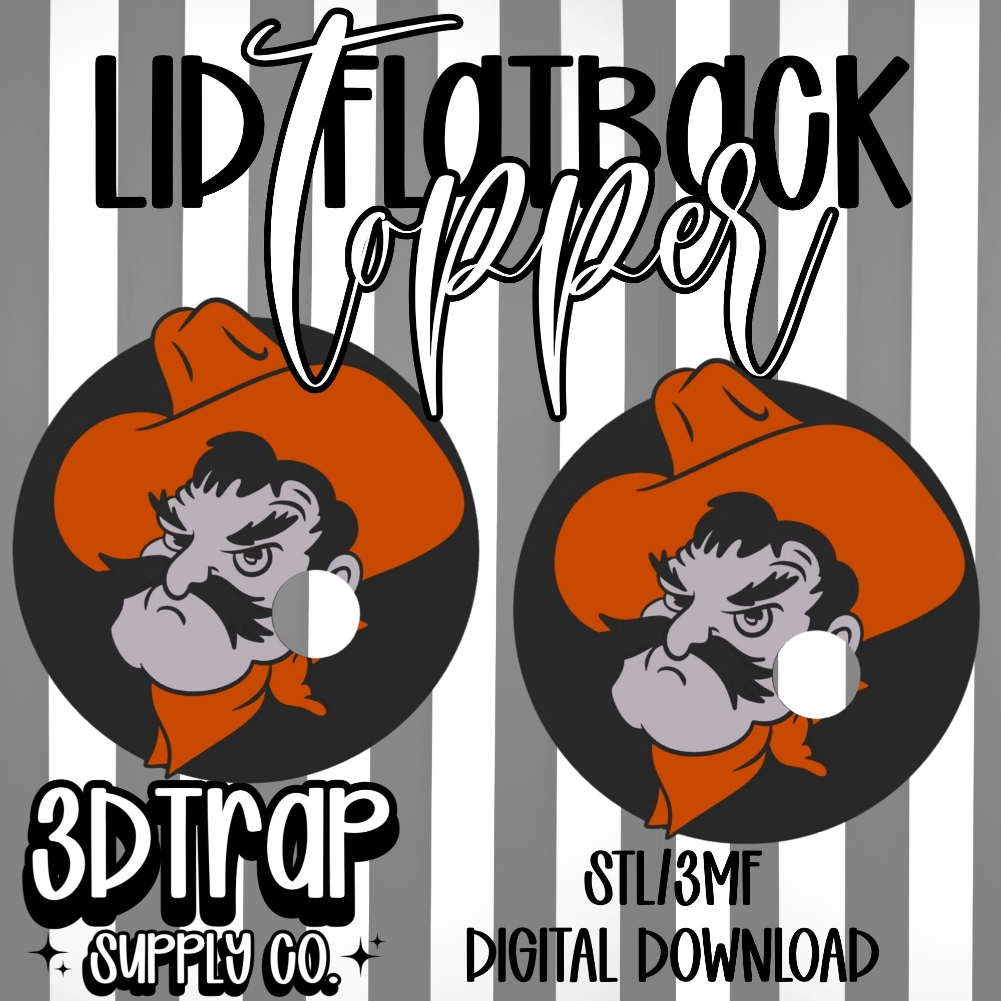Cowboy 16 oz Flatback Lid Topper STL/3MF
