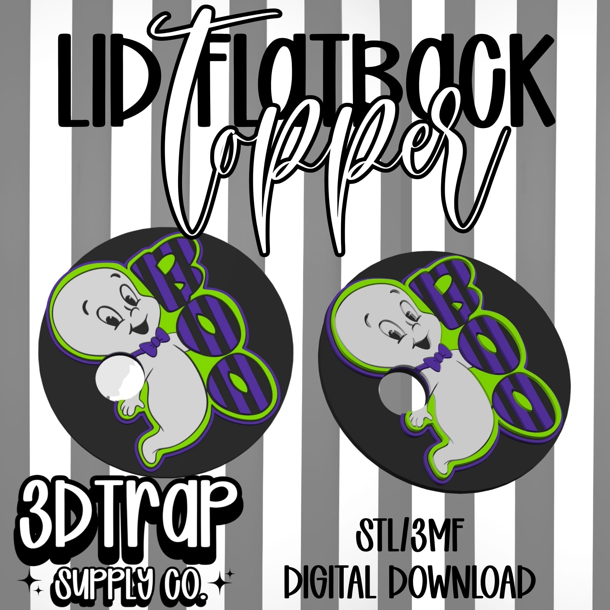 Cute Ghost 16 oz Flatback Lid Topper STL/3MF