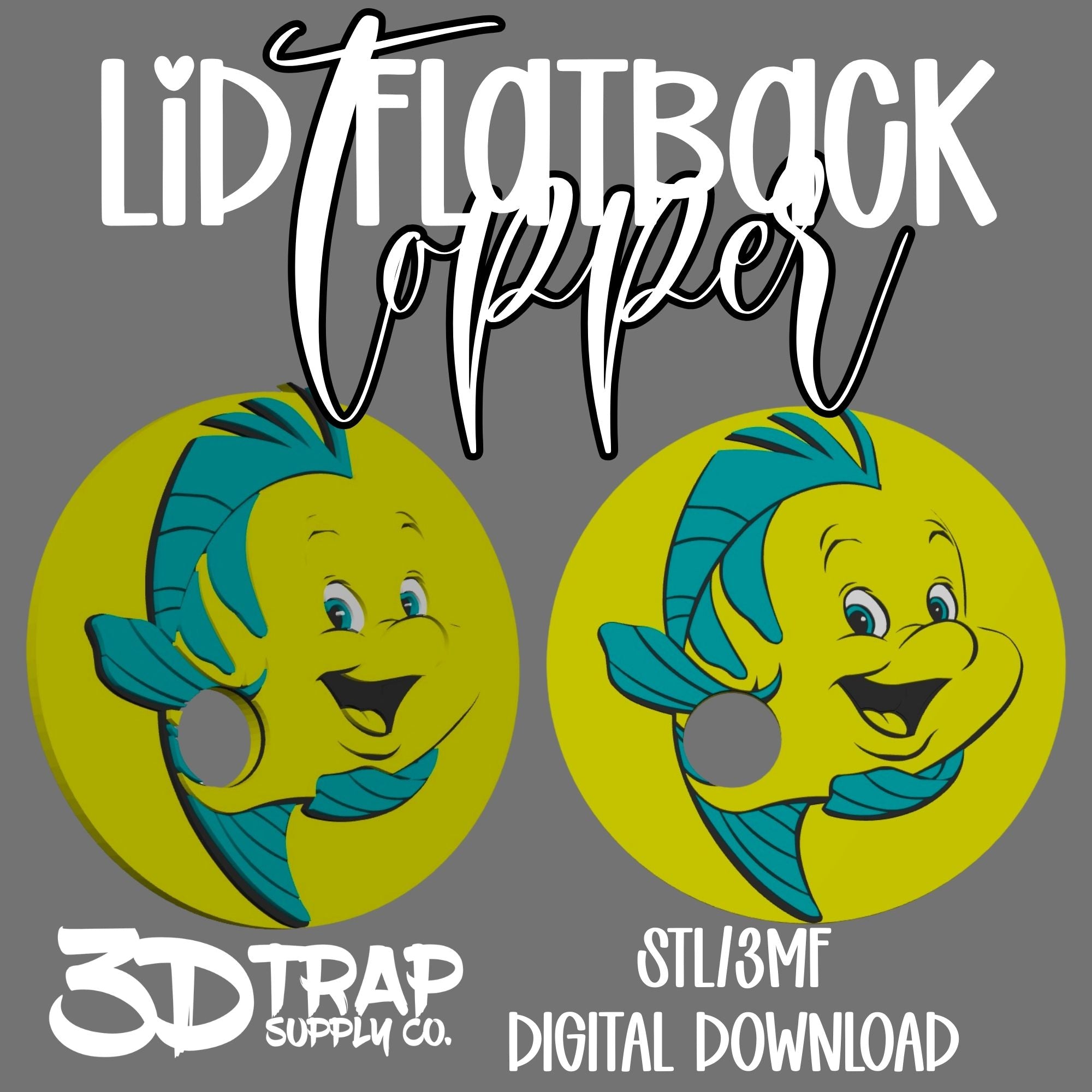 Yellow Fish Flat Back Lid Topper STL/3MF