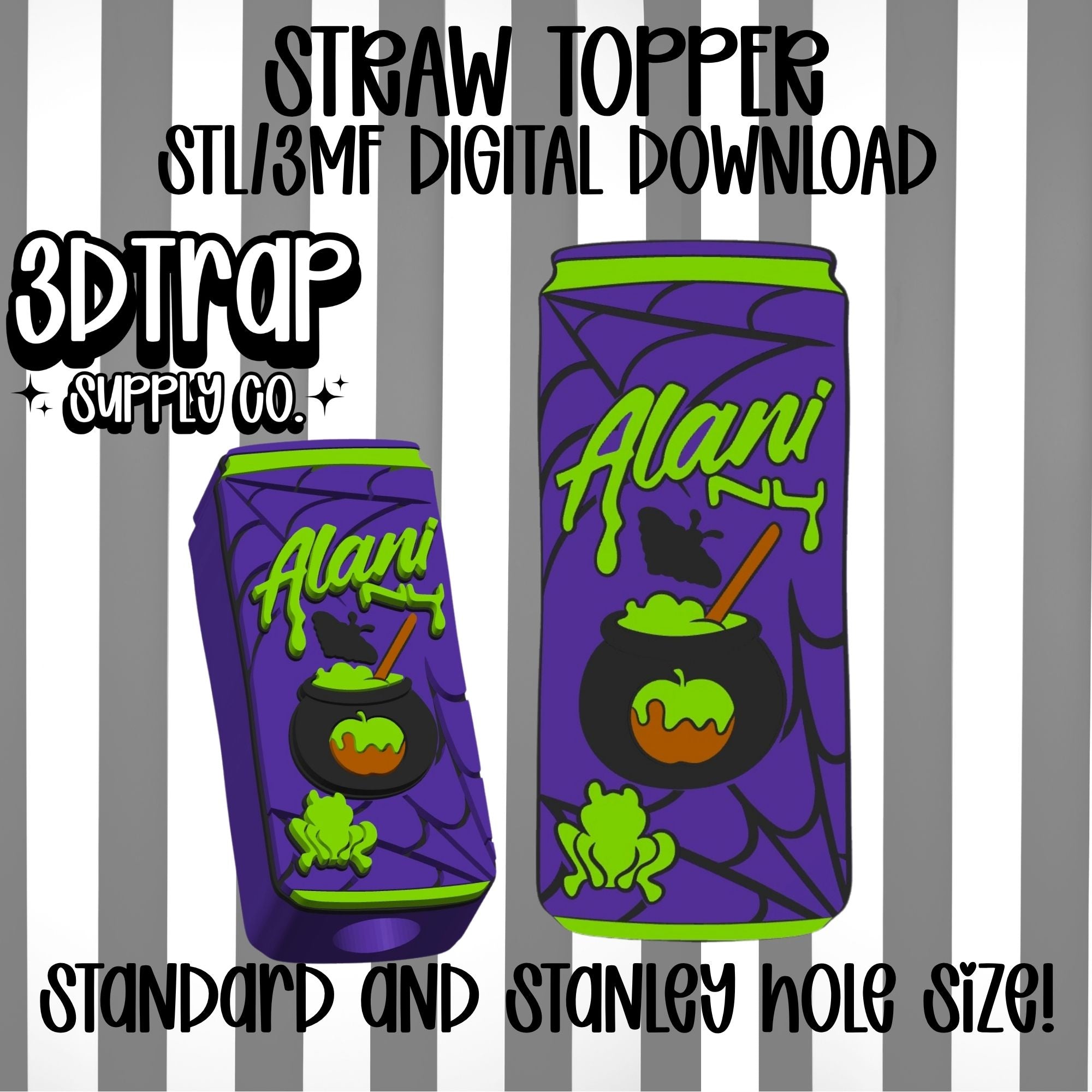 Pruple Drink Straw topper STL/3MF