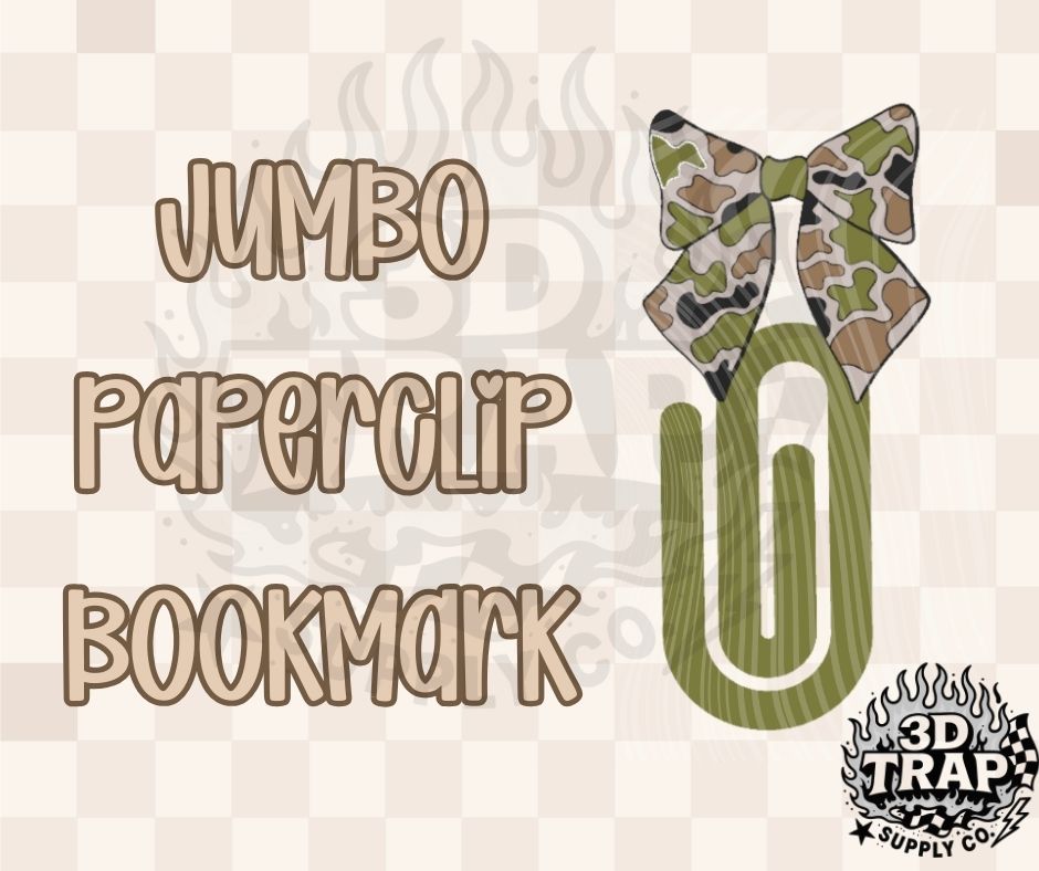 Camo Bow Jumbo Paperclip Bookmark – 3D Printed
