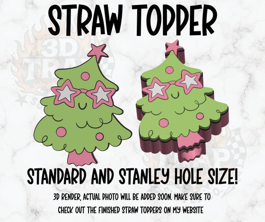 Christmas tree sunglasses  Straw Topper