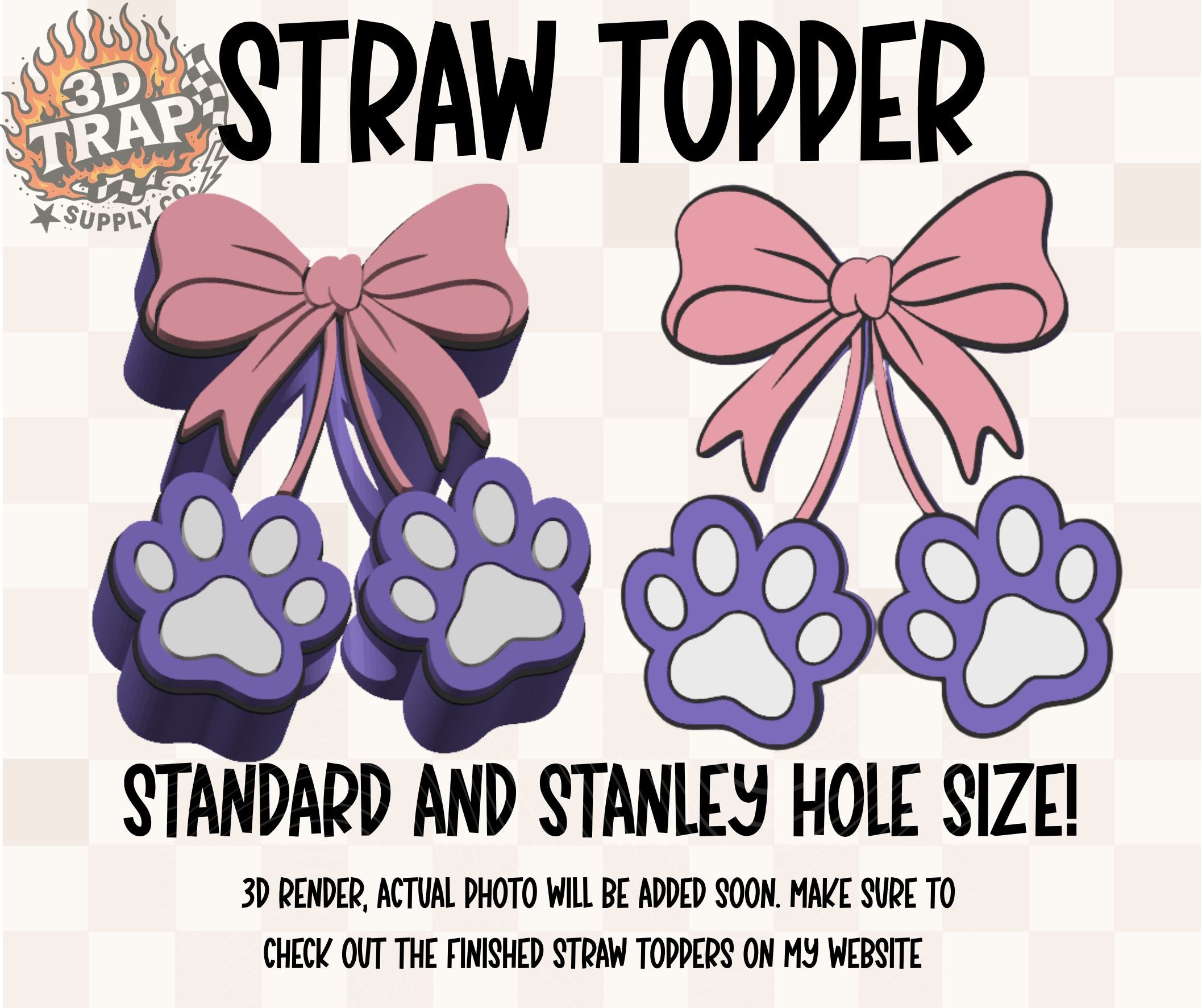 Paw Bows Straw Topper