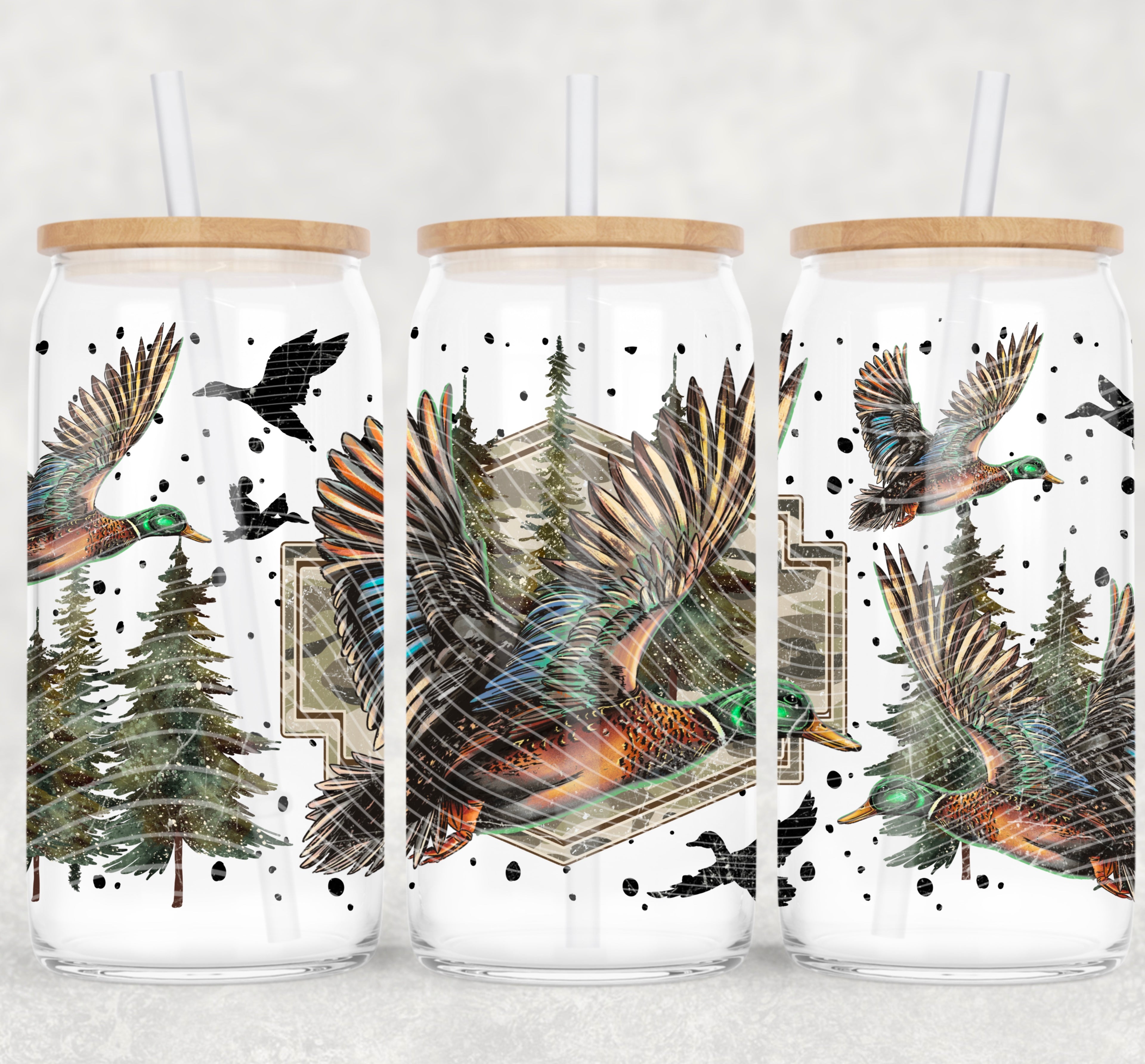 Waterfowl No bow 16 0z  Libbey glass UV DTF Wrap