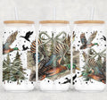 Waterfowl Green Bow 16 0z  Libbey glass UV DTF Wrap