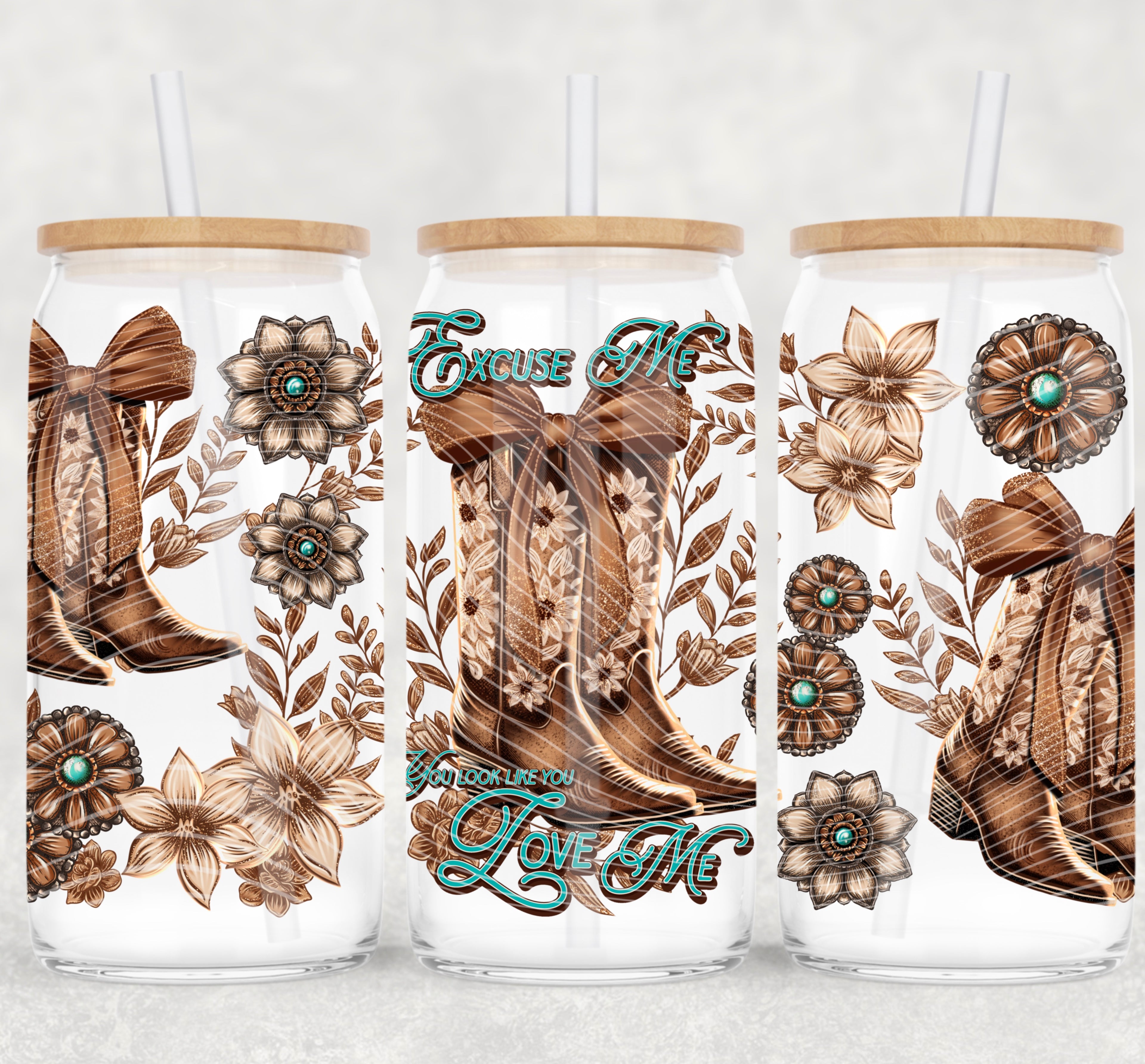 Excuse me 16 0z  Libbey glass UV DTF Wrap