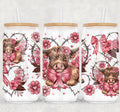 Highland Cow 16 0z  Libbey glass UV DTF Wrap