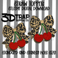 Leopard Bow Cherries Straw topper STL/3MF