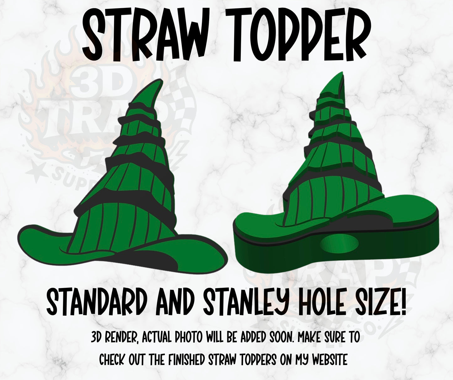 Green Witch hat straw topper