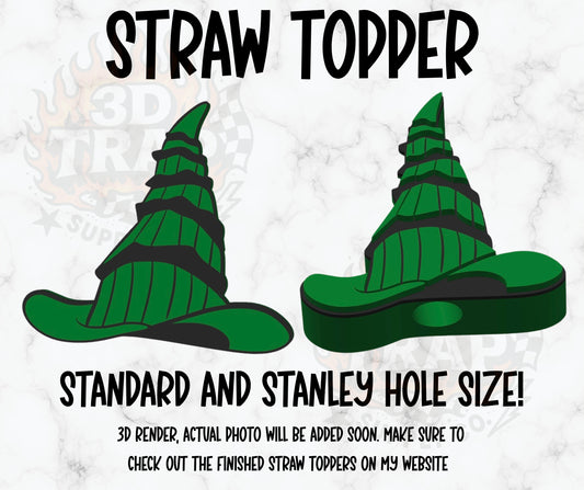 Green Witch hat straw topper