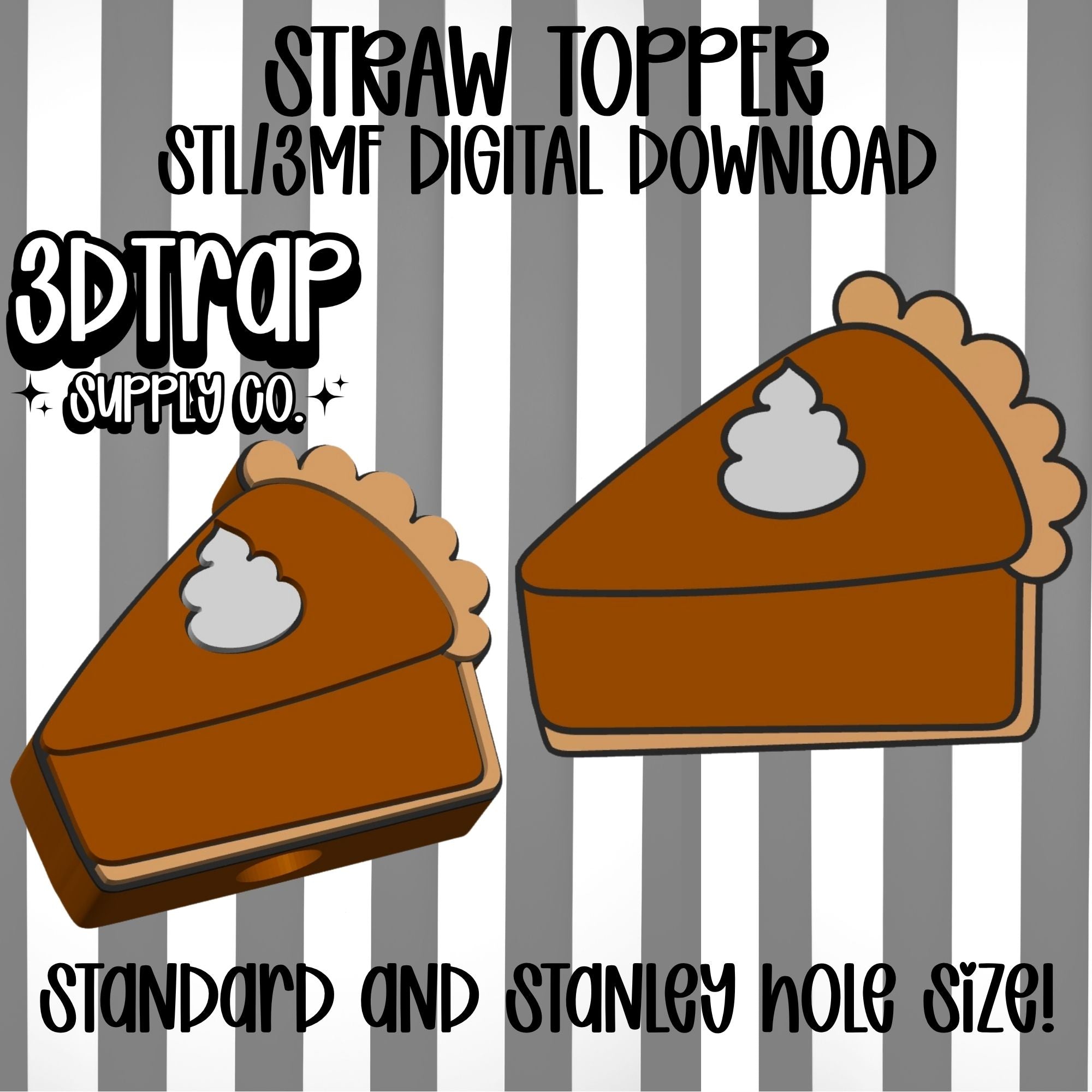 Pumpkin Pie Straw topper STL/3MF