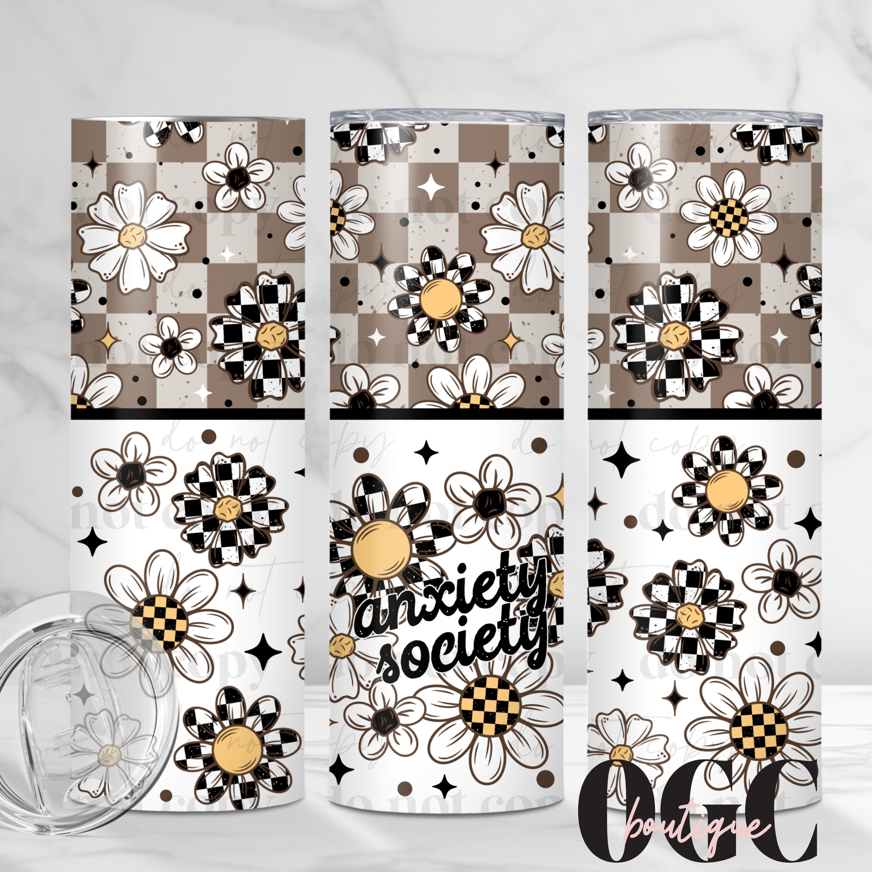 Social Anxiety cute 90's themed tumbler