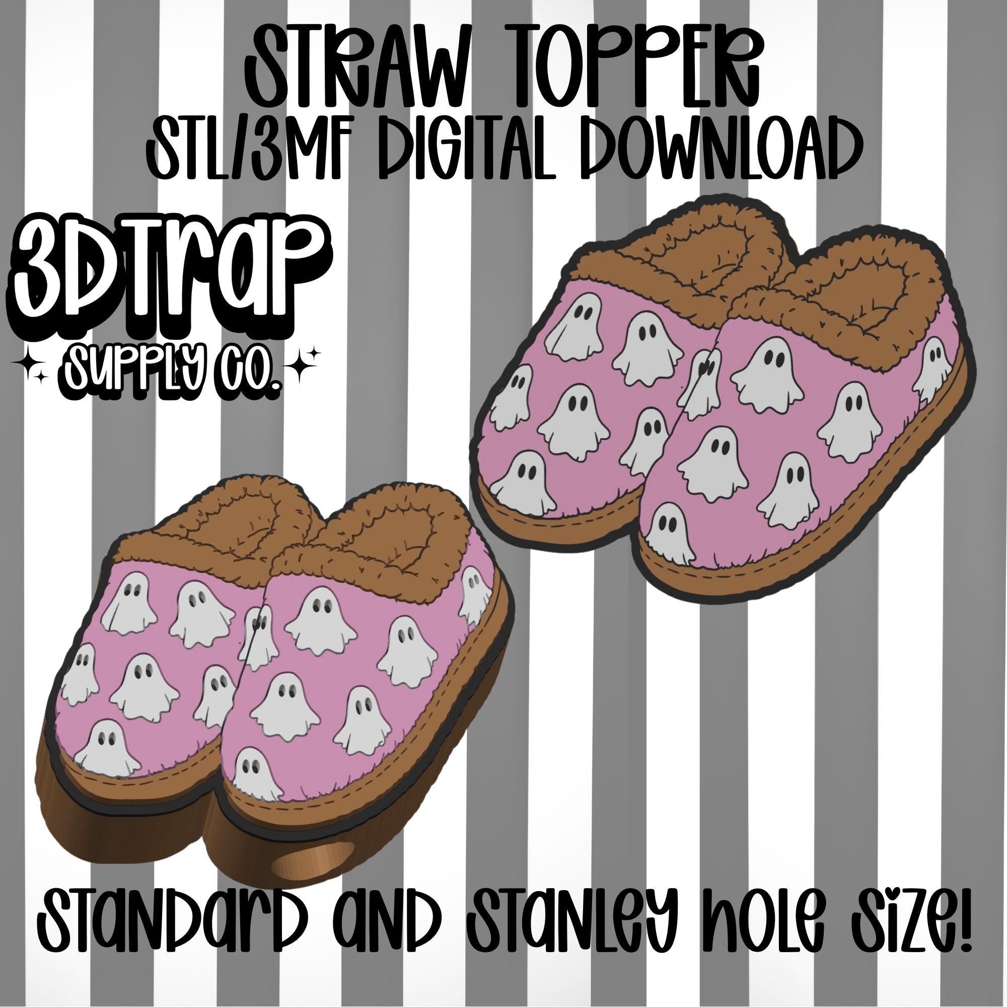 Ghost House Slipper Straw topper STL/3MF