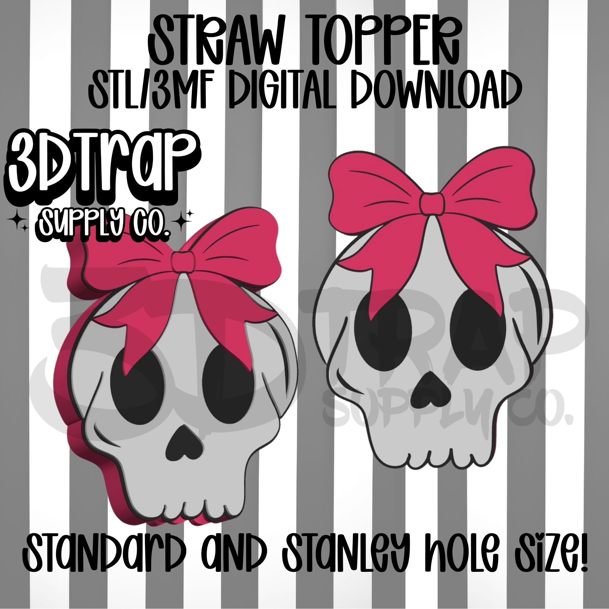Skull Straw topper STL/3MF