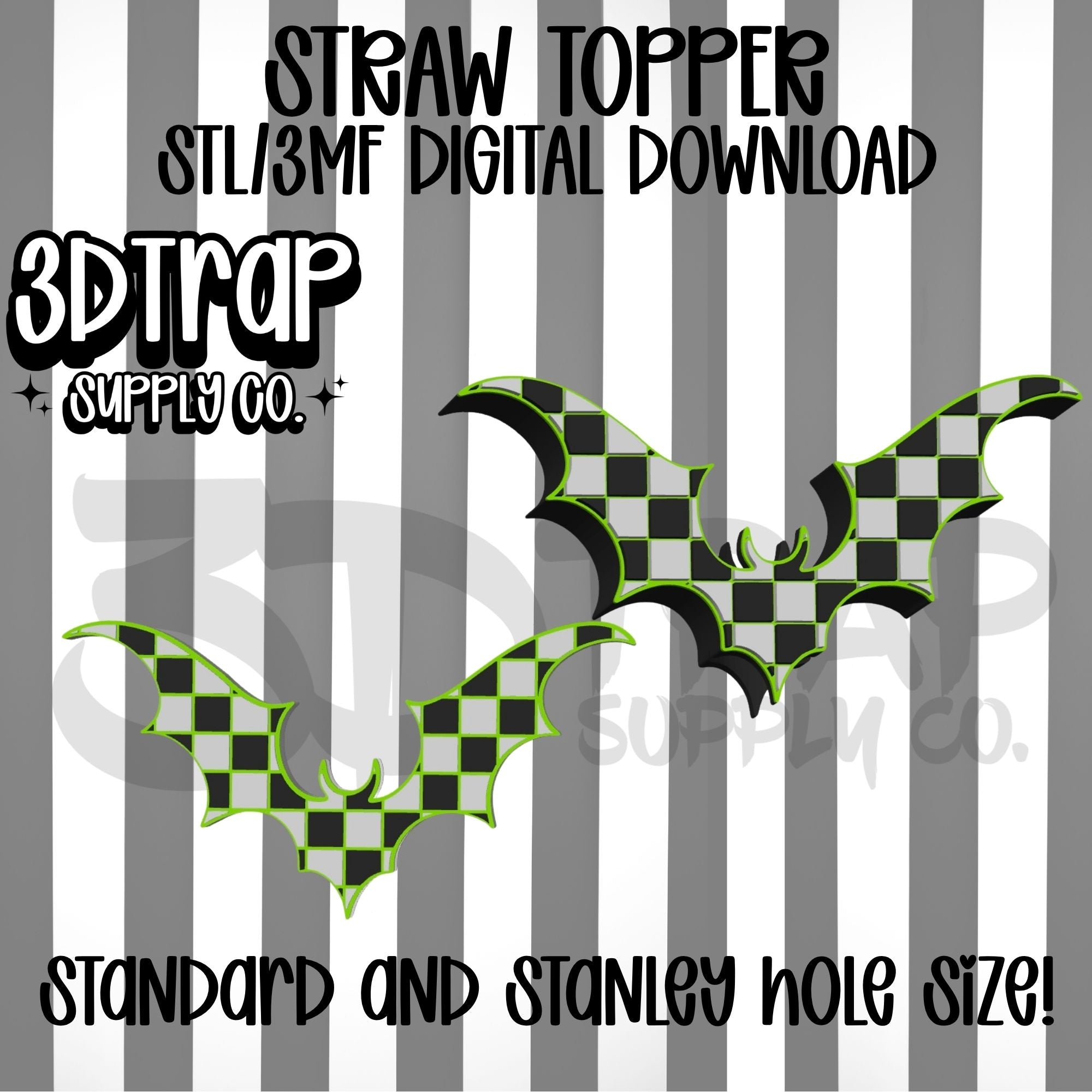 Checker Bat Straw topper STL/3MF