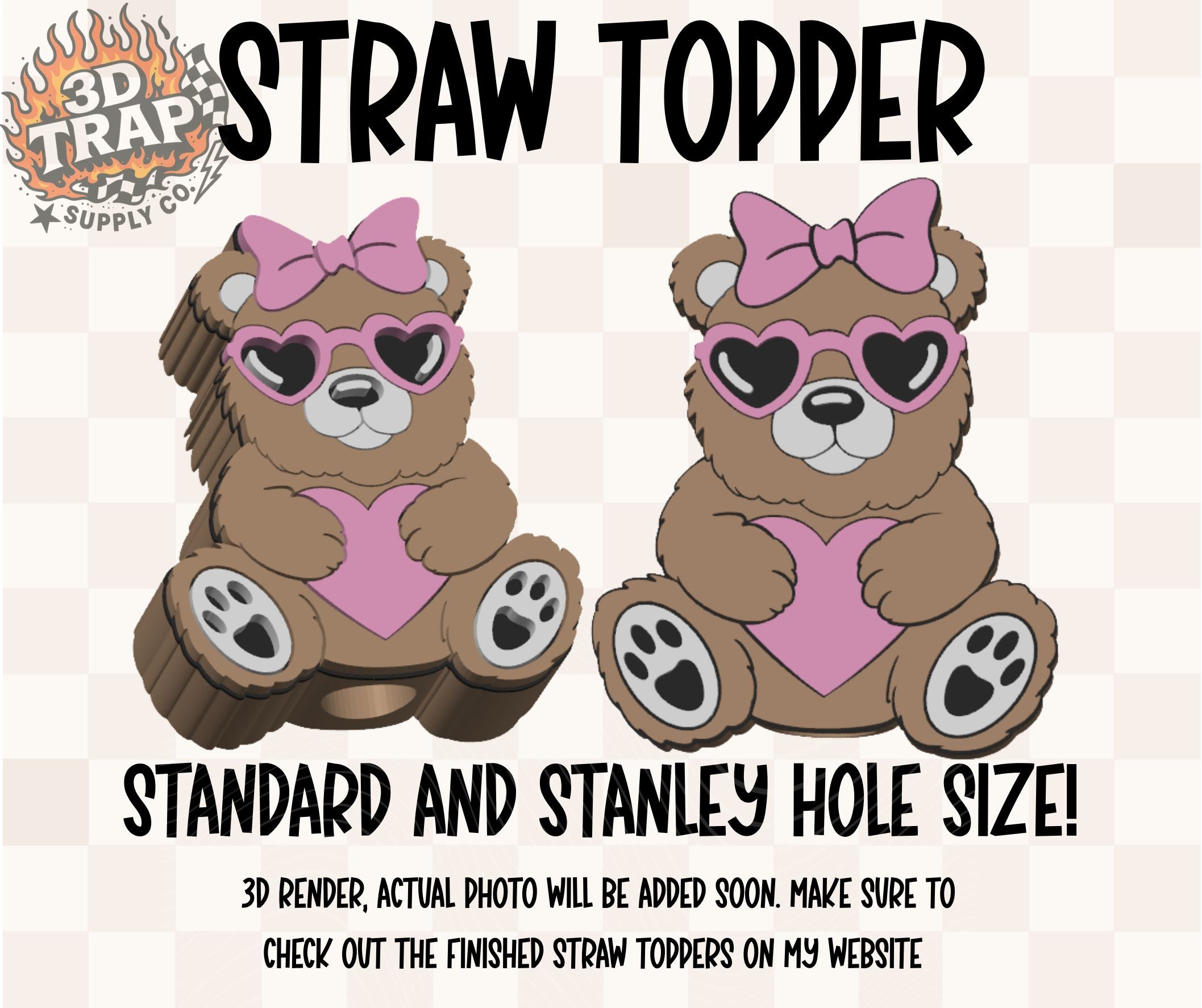 Cute Teddy Bear Straw Topper