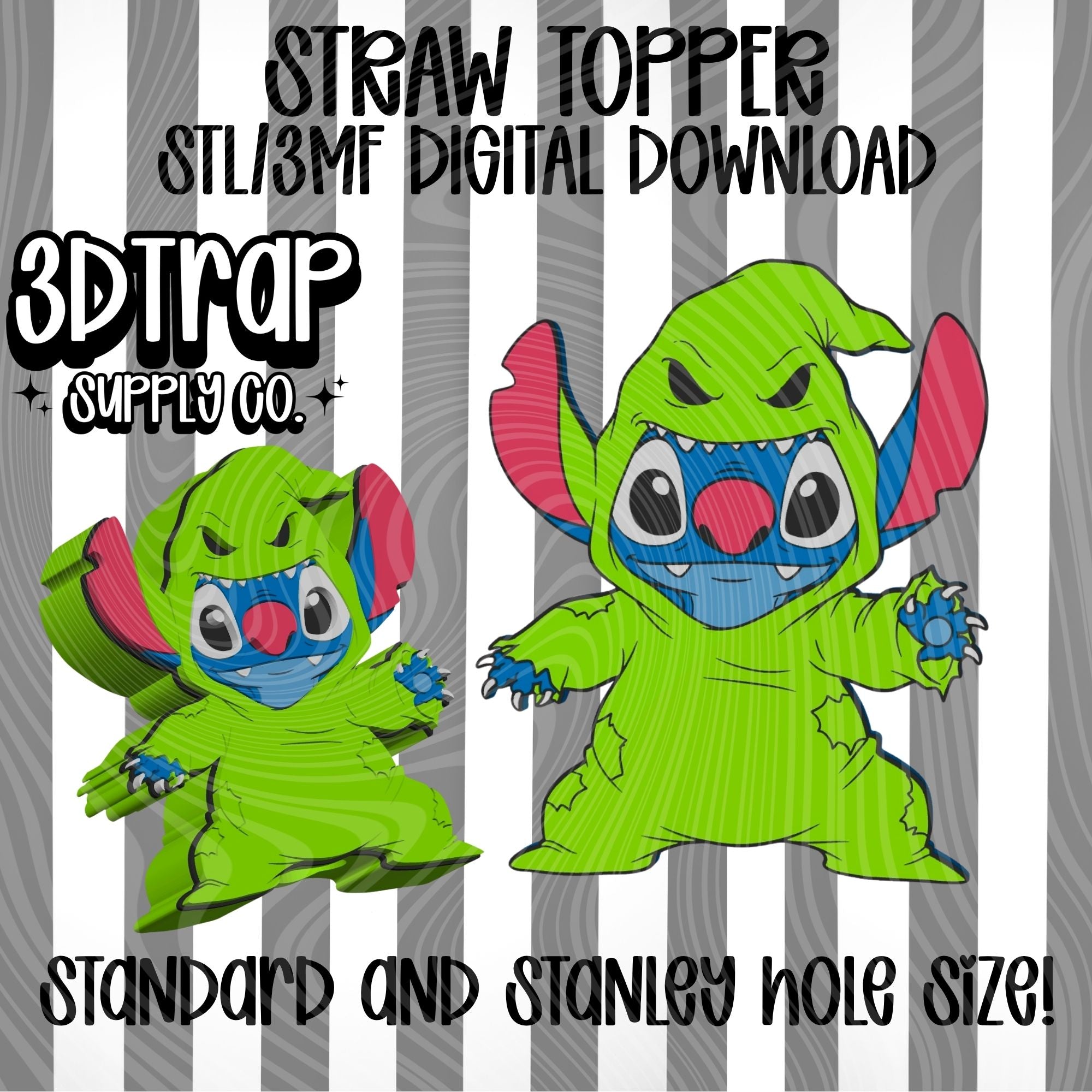 Blue And green guy mash up Straw topper STL/3MF