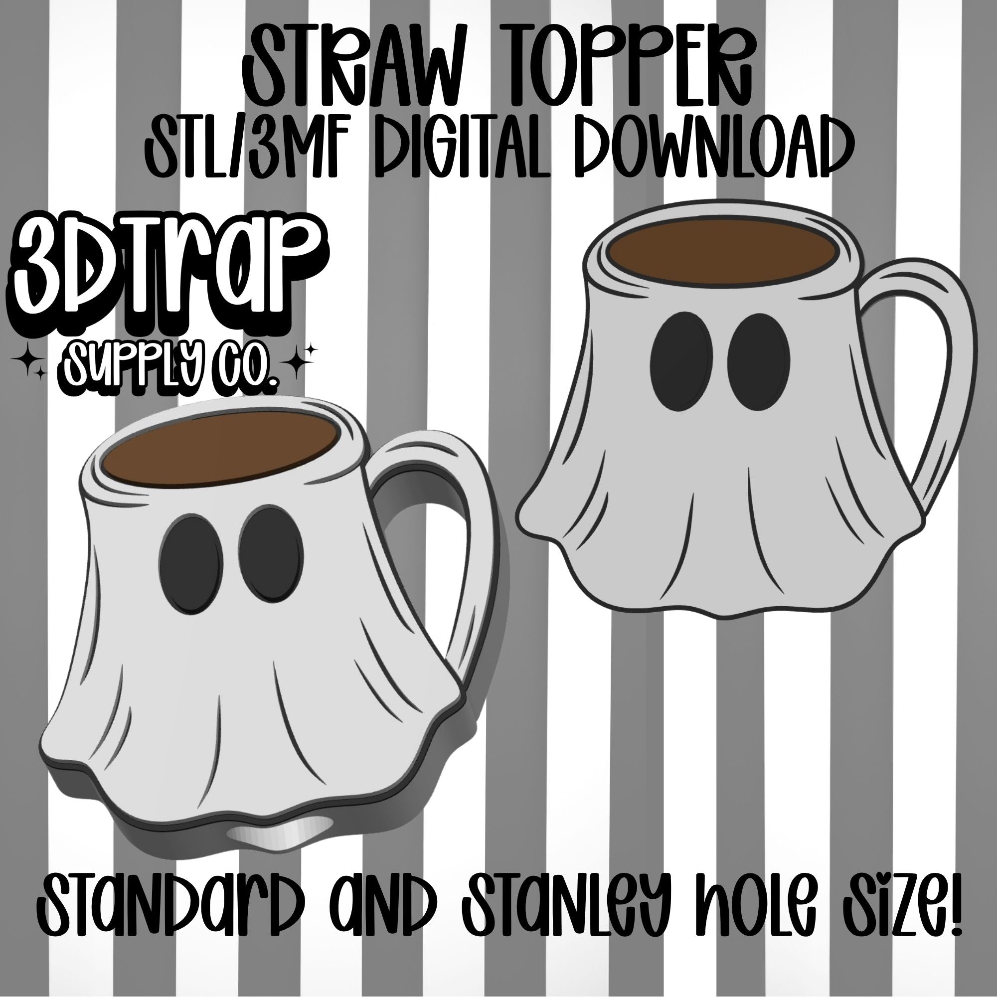 Ghost Mug Straw topper STL/3MF