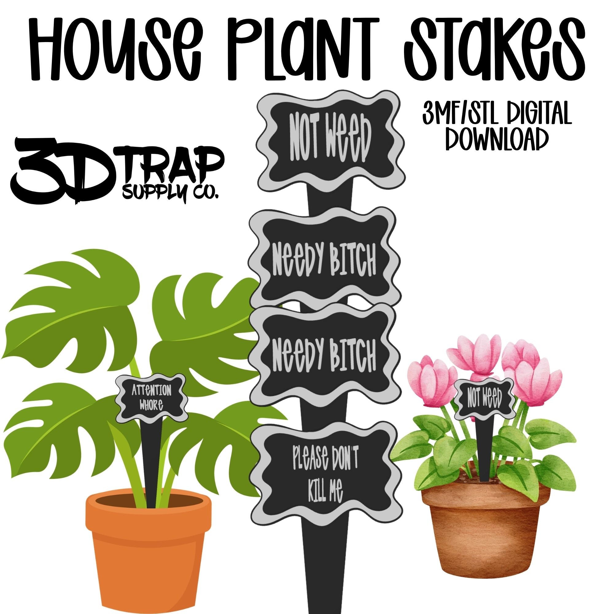 House Plant Garden Stakes 3MF/FILE Digital download