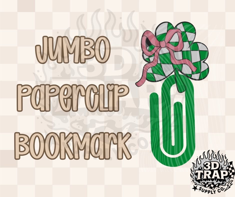 Checker Clover Jumbo Paperclip Bookmark – 3D Printed