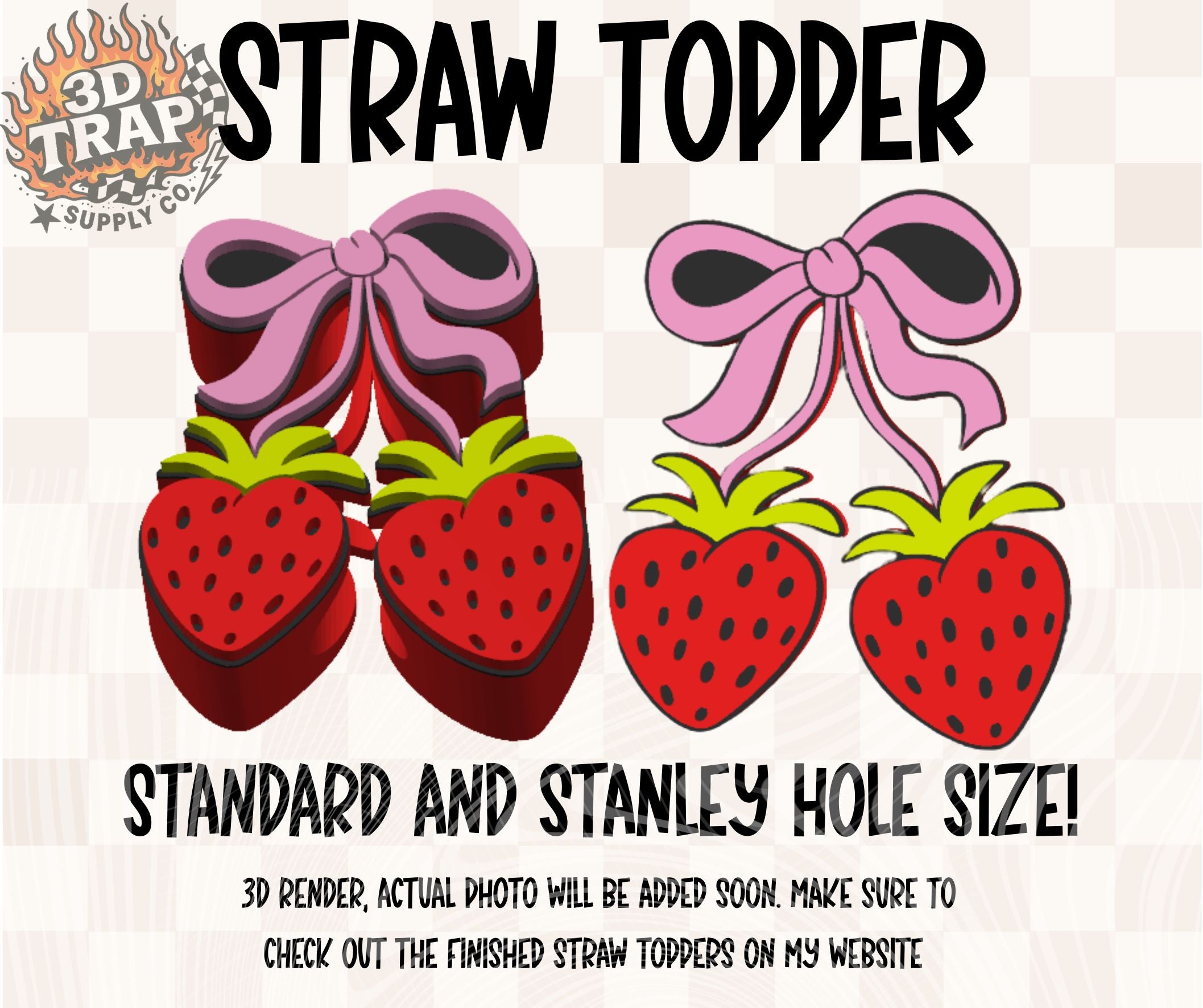 Strawberry Cherries Straw Topper