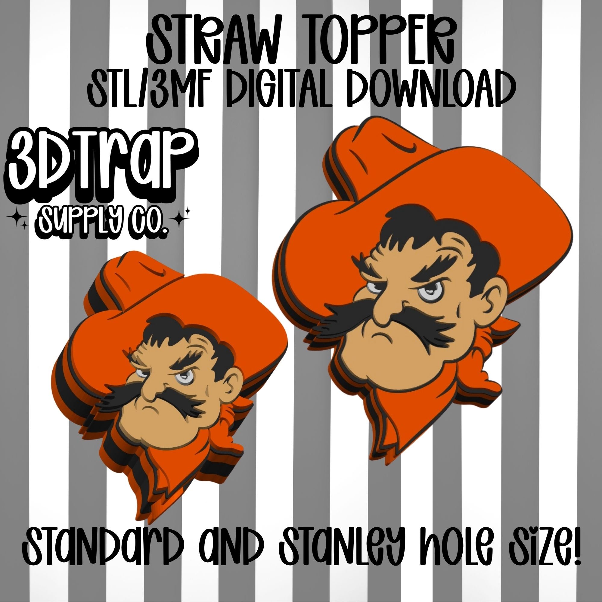 Cowboy Straw topper STL/3MF