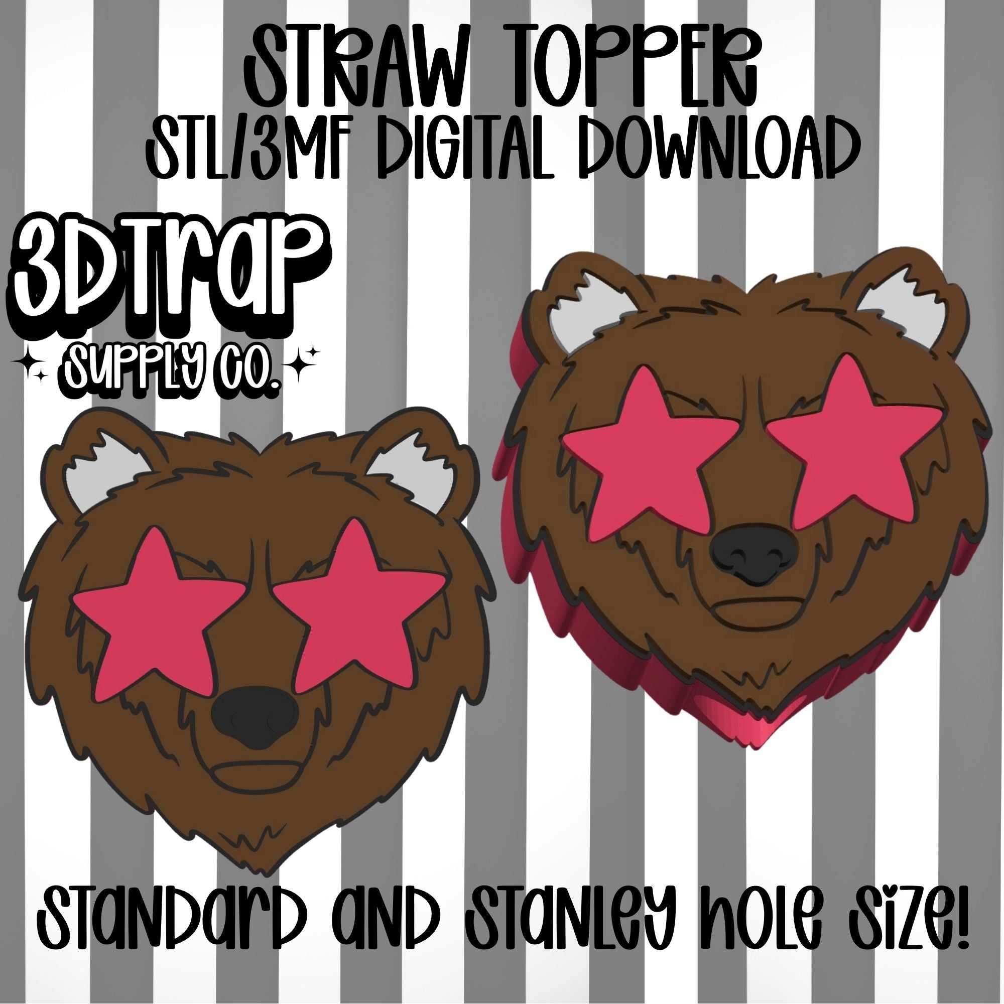 Bear Straw topper STL/3MF