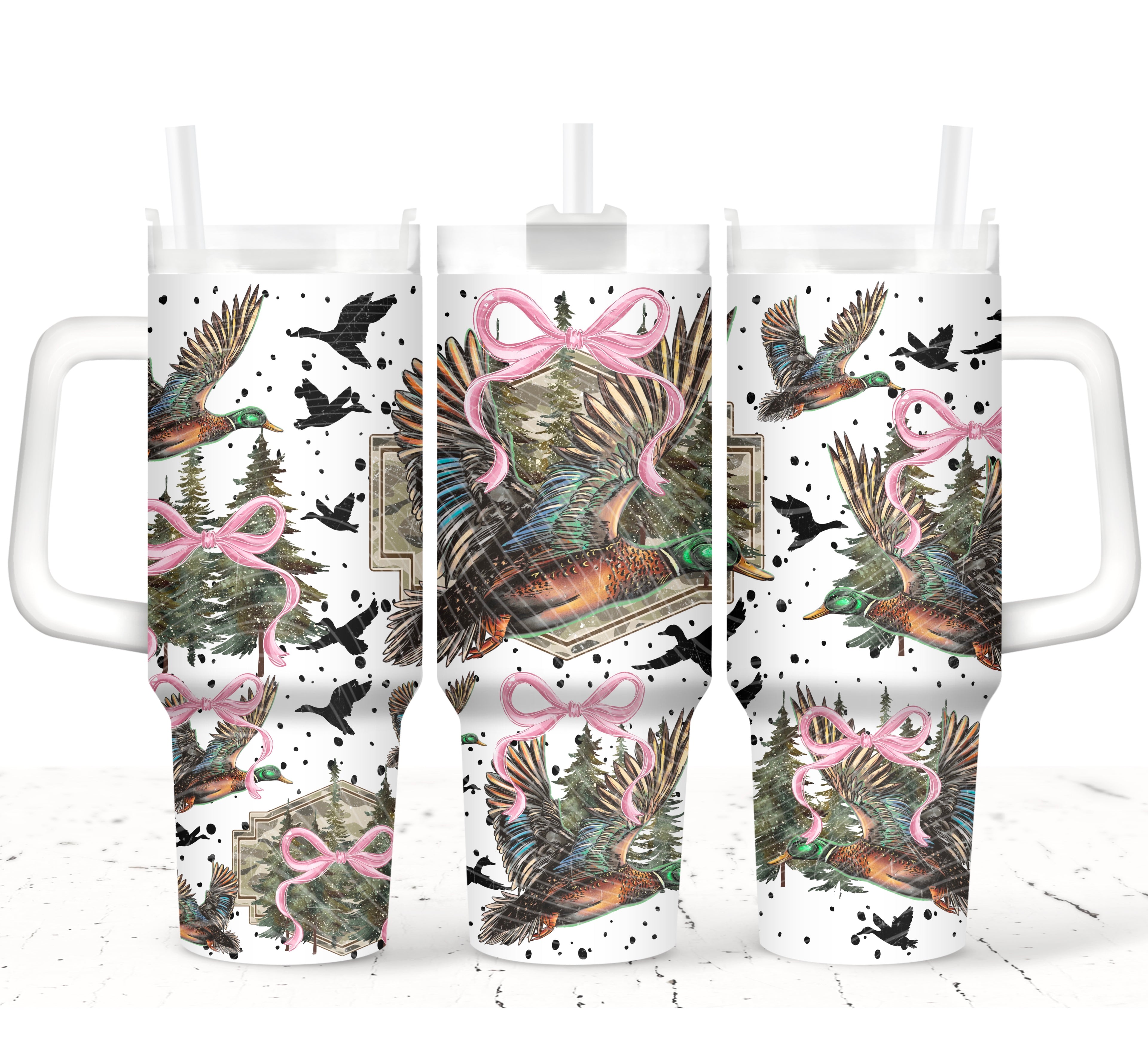 Waterfowl Pink Bow 40 0z UV DTF Wrap