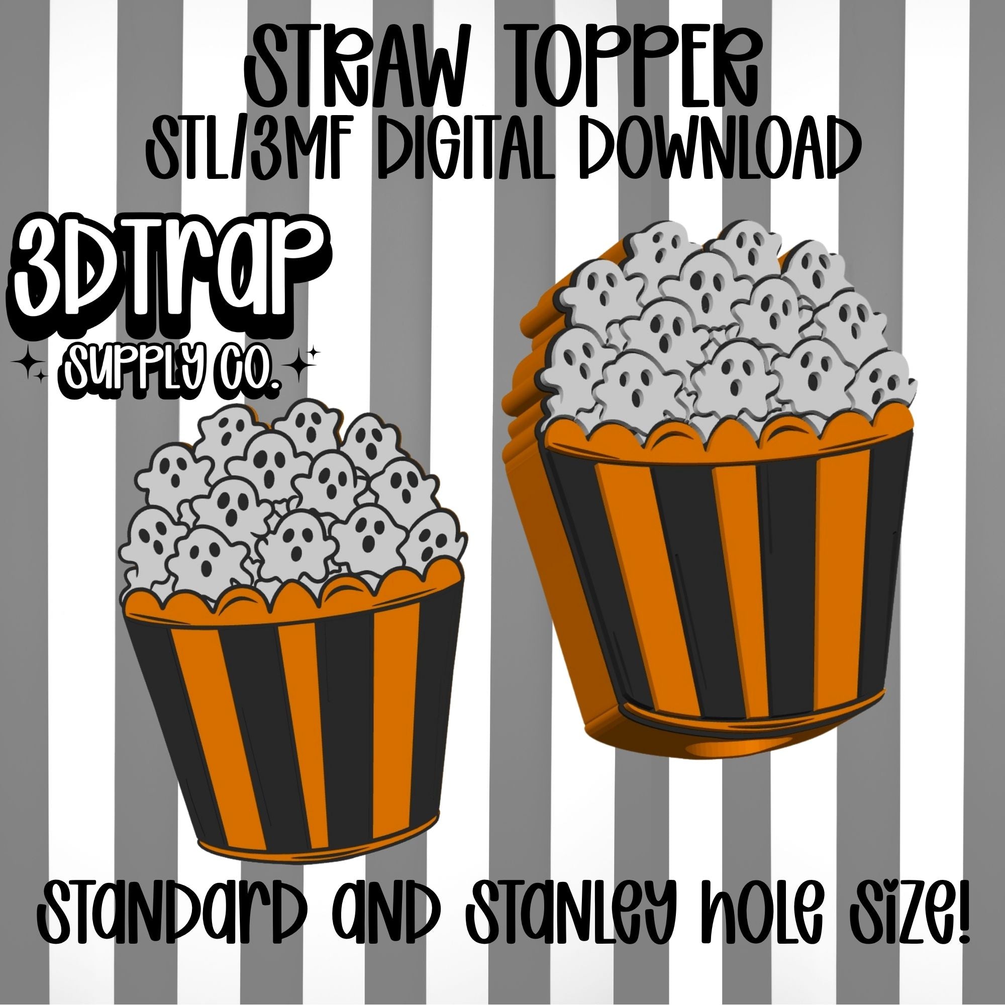 Ghost Pumpkin Straw topper STL/3MF